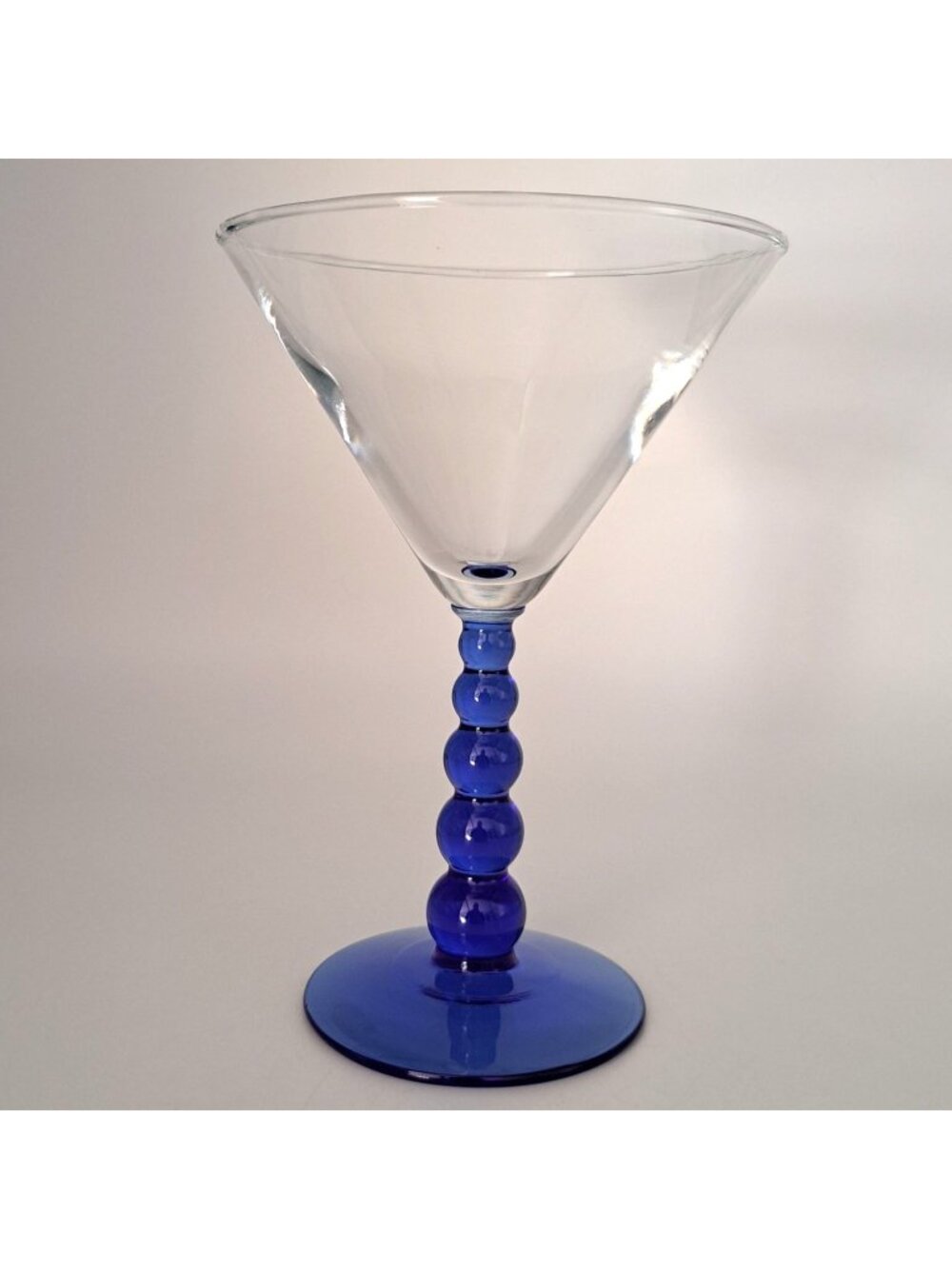 Libbey Metropolis Cobalt Blue Ball Stem Martini Glass Stemware Vintage